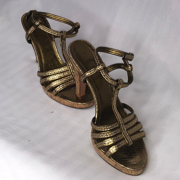 Coach Bronze Strappy Sandal Heels - Picture 2 of 6